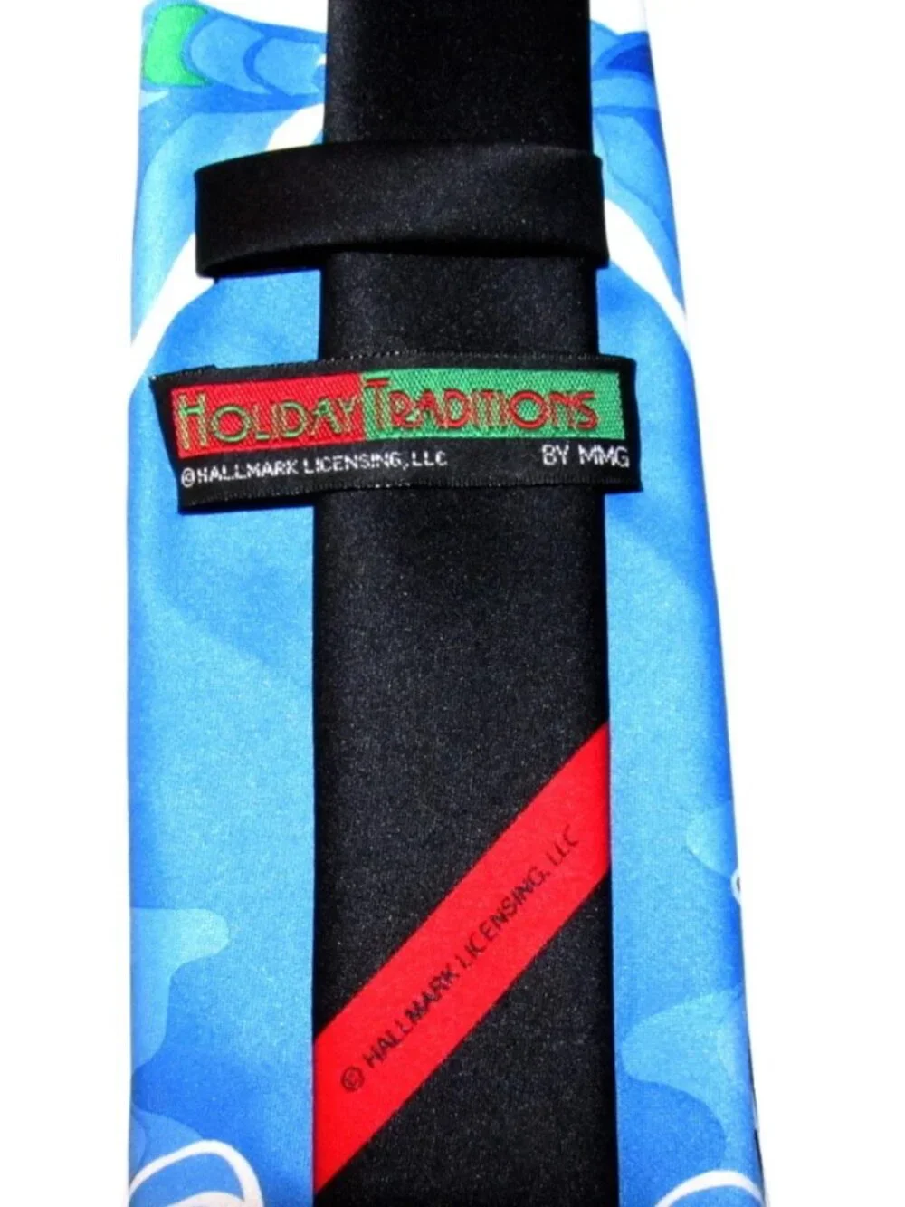Hallmark Christmas Men's Tie Blue Speedboat Santa Skiing Reindeer Holiday